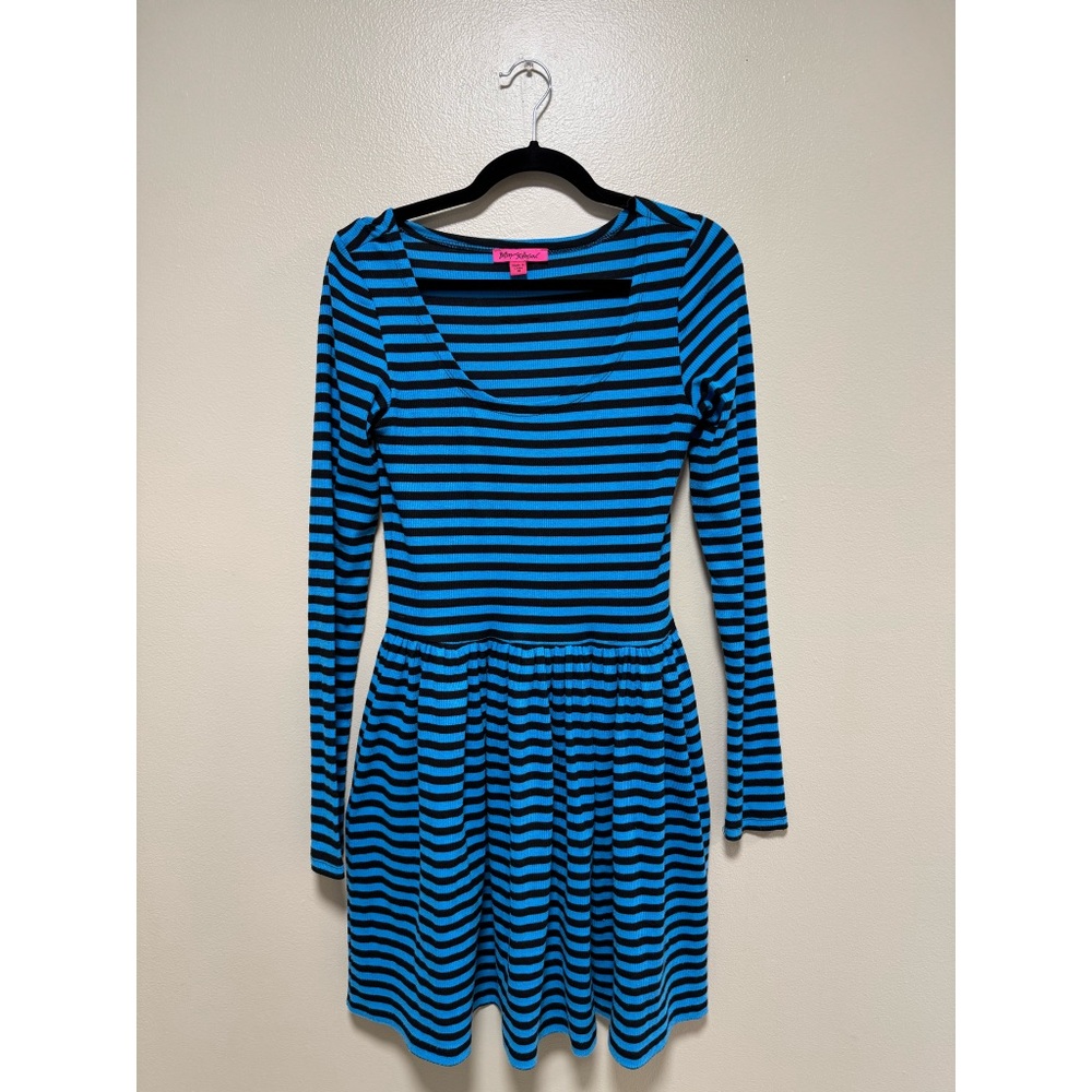Vintage Betsey Johnson Archive Black & Blue Striped Dress